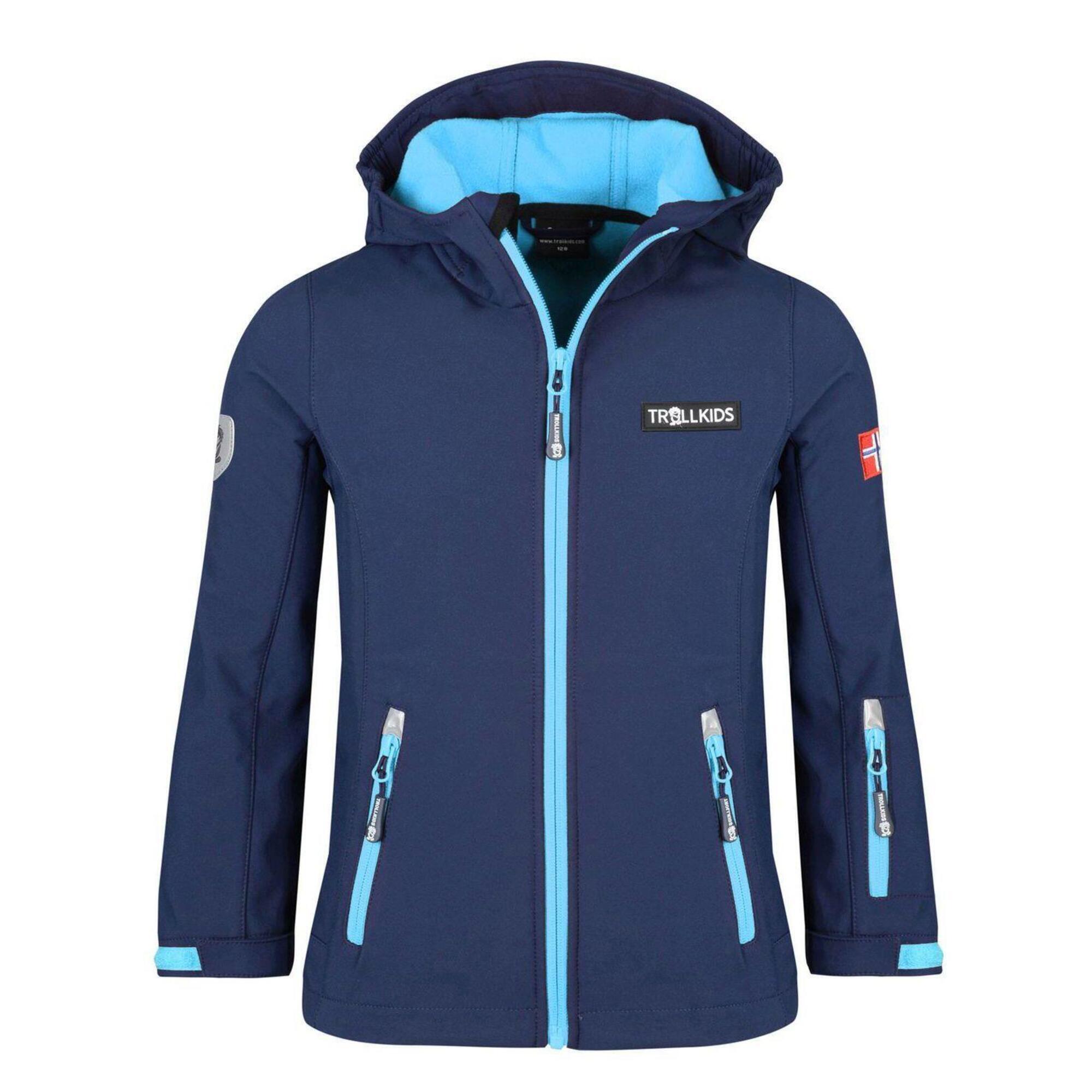 TROLLKIDS Kinder Softshell Jacke Oslofjord Wasserabweisend Marineblau / Mittelblau