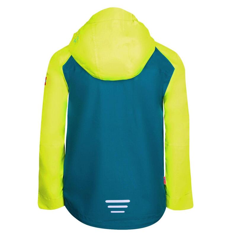 Veste de pluie Haugesund enfants jaune lime/bleu pétrole