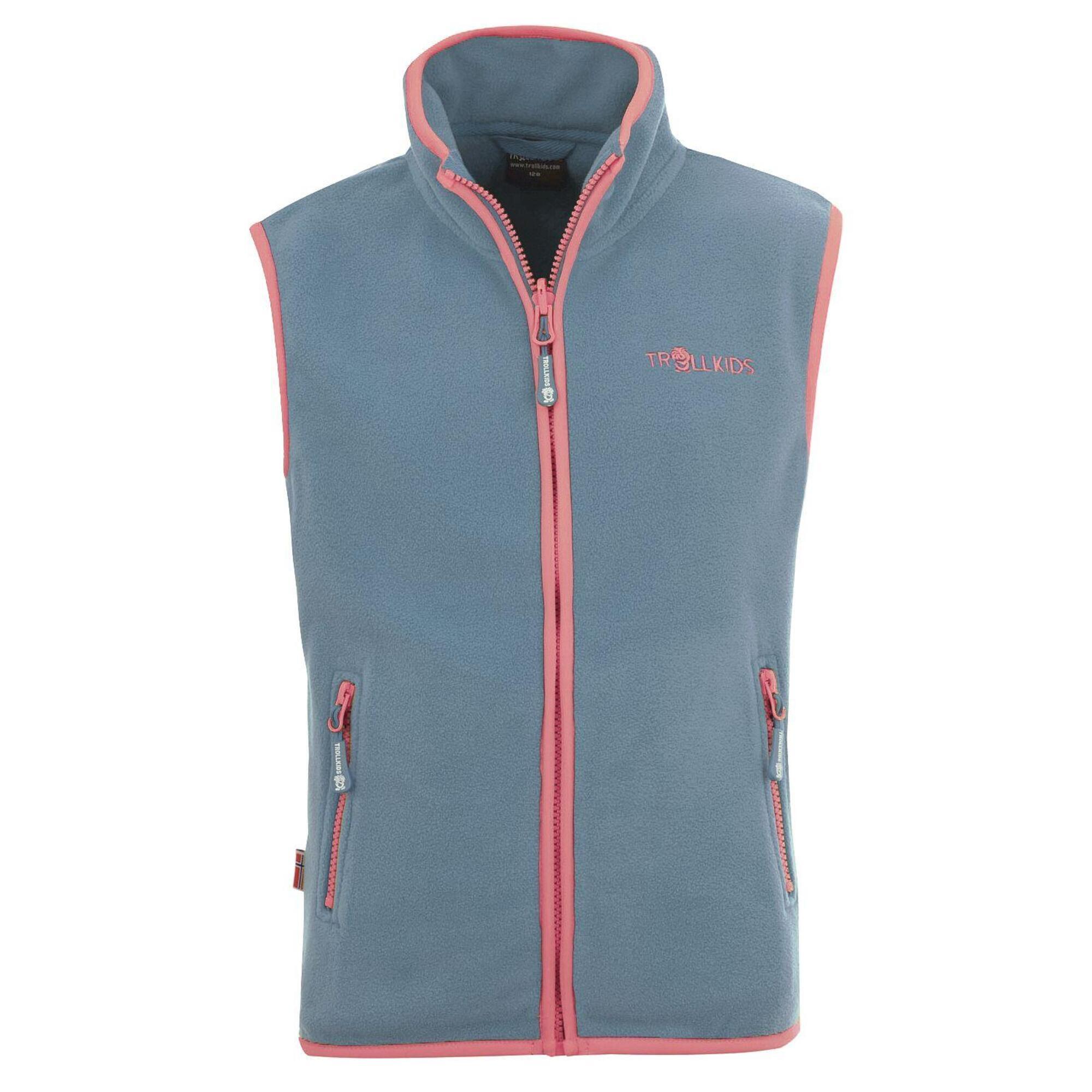 Arendal dust blue/antique pink children's fleece vest