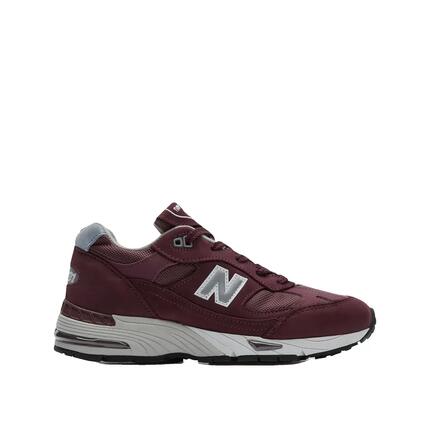 Zapatillas New Balance W991BBL de Ante y Malla Burdeos