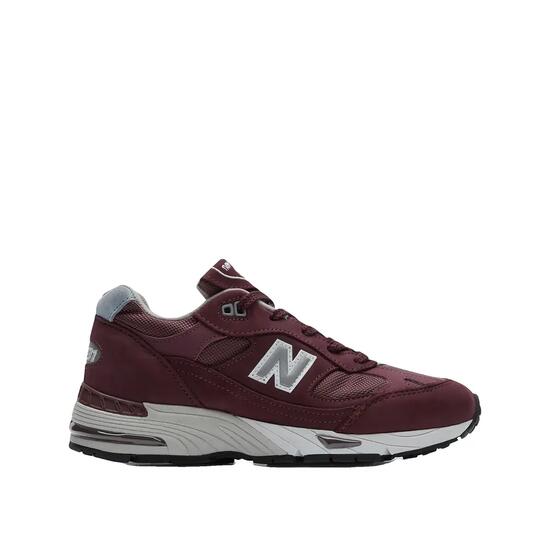 Zapatillas New Balance W991BBL de Ante y Malla Burdeos