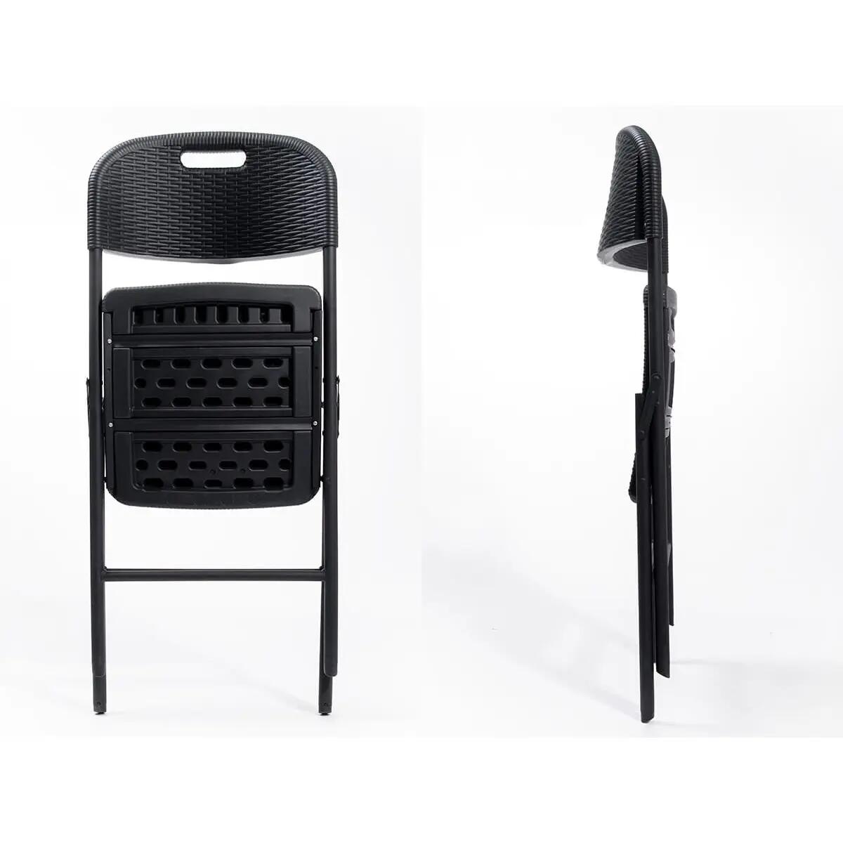 Masi Folding Chair Set of 2 – Weatherproof Black Rattan - 45 cm Seat Height 9/13