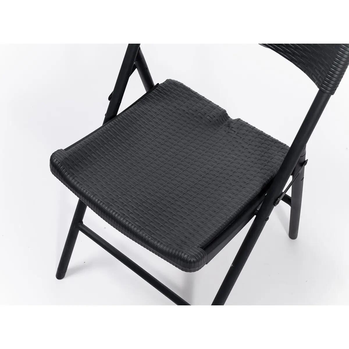 Masi Folding Chair Set of 2 – Weatherproof Black Rattan - 45 cm Seat Height 8/13