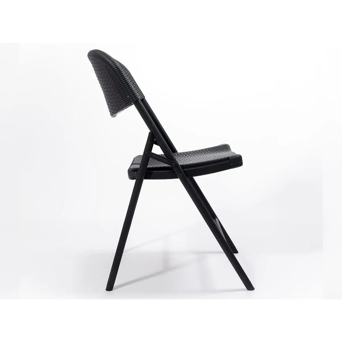 Masi Folding Chair Set of 2 – Weatherproof Black Rattan - 45 cm Seat Height 7/13