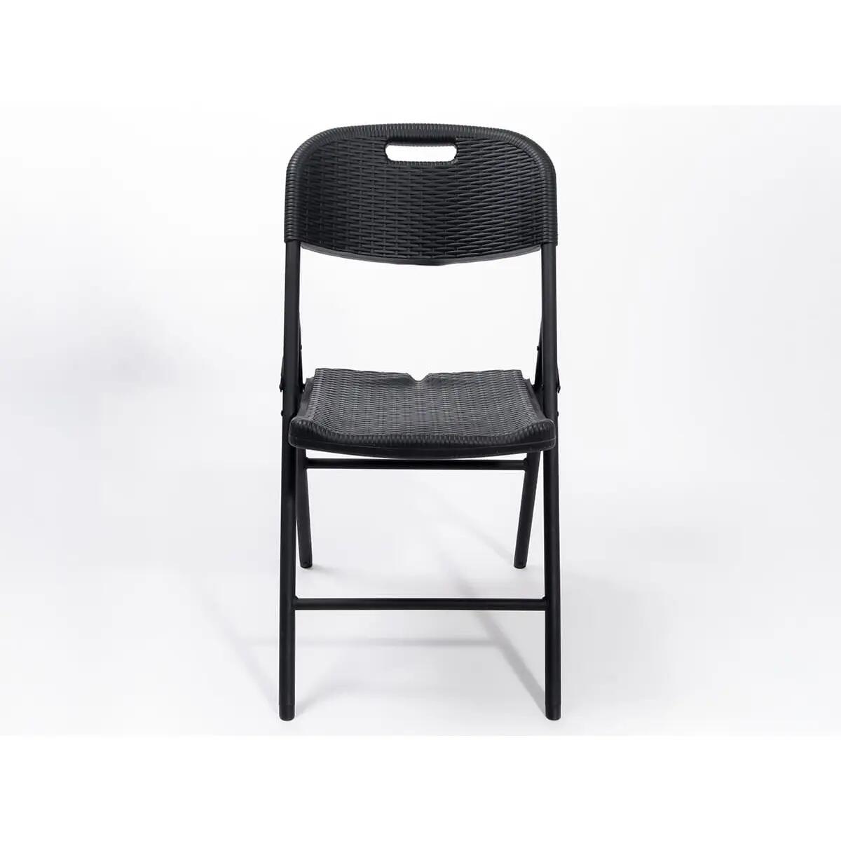 Masi Folding Chair Set of 2 – Weatherproof Black Rattan - 45 cm Seat Height 5/13