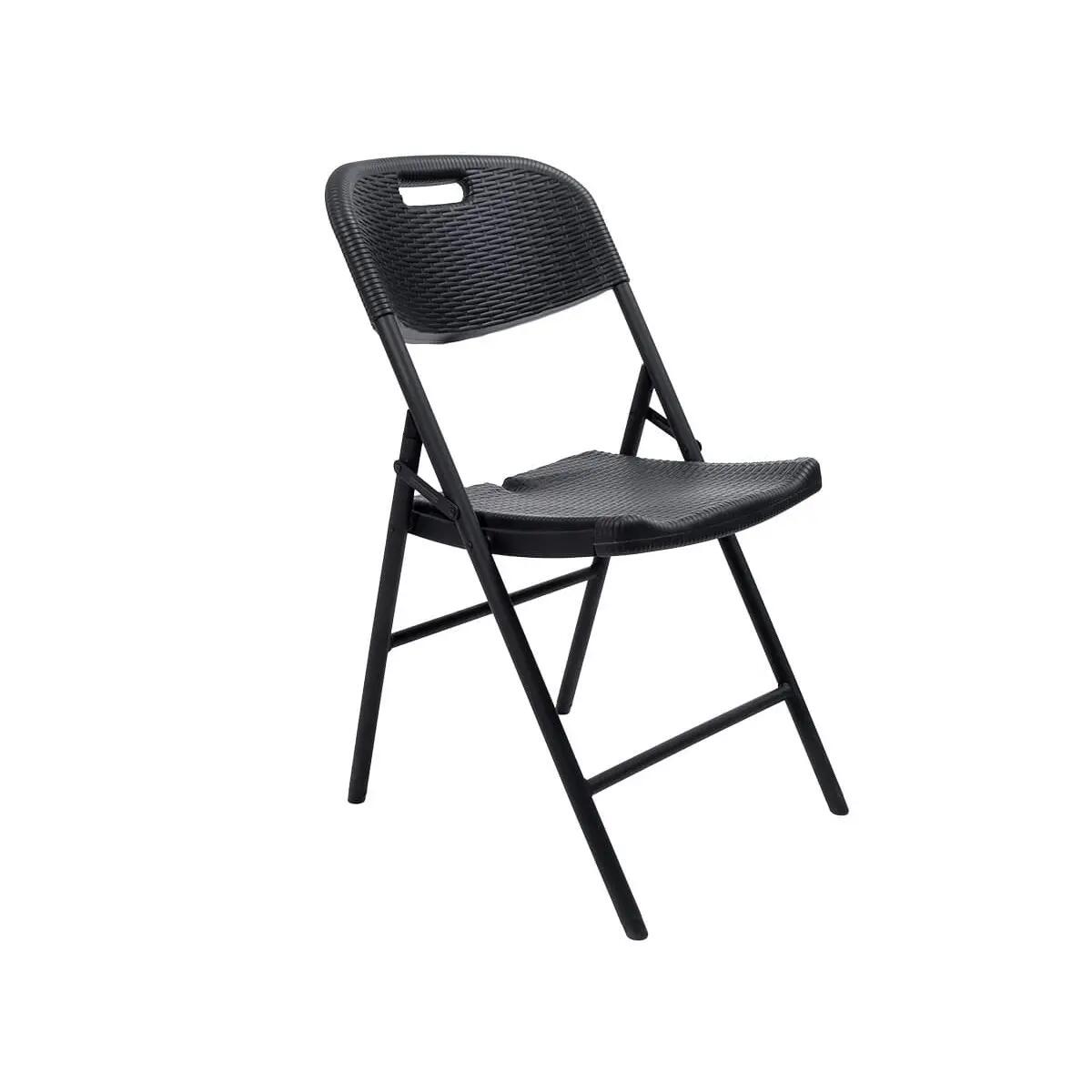Masi Folding Chair Set of 2 – Weatherproof Black Rattan - 45 cm Seat Height 4/13