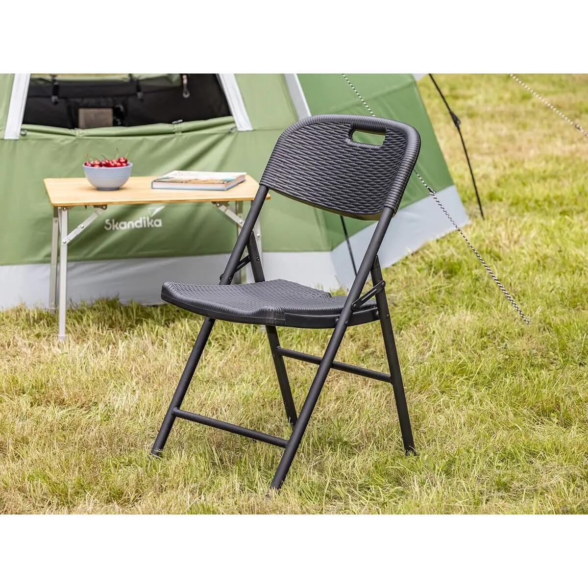 Masi Folding Chair Set of 2 – Weatherproof Black Rattan - 45 cm Seat Height 2/13