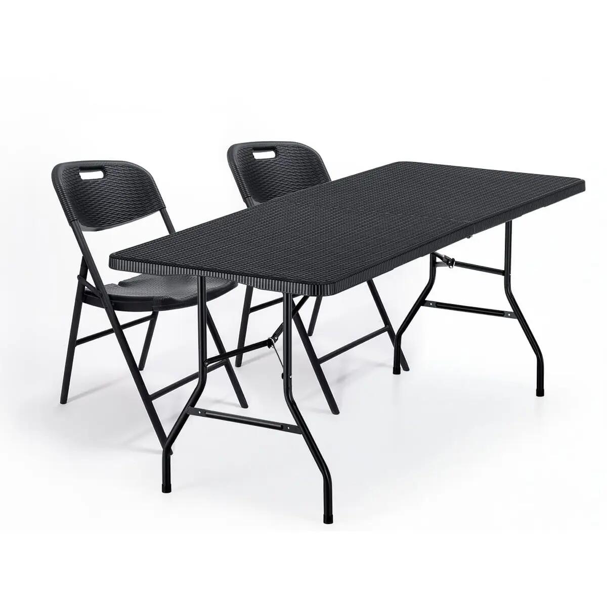 Masi Folding Chair Set of 2 – Weatherproof Black Rattan - 45 cm Seat Height 13/13