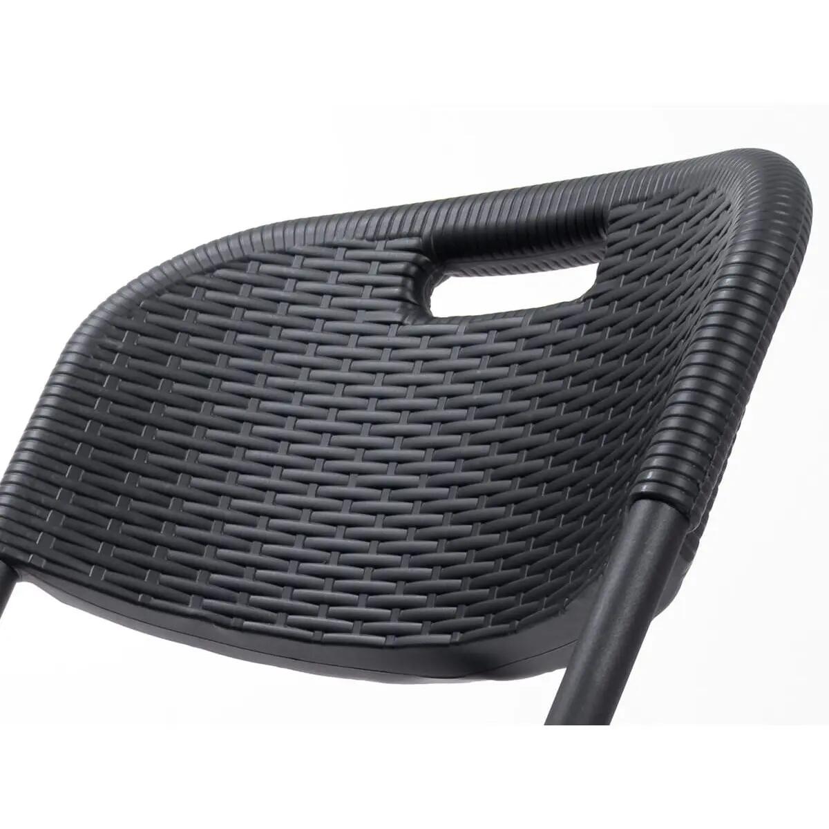 Masi Folding Chair Set of 2 – Weatherproof Black Rattan - 45 cm Seat Height 11/13