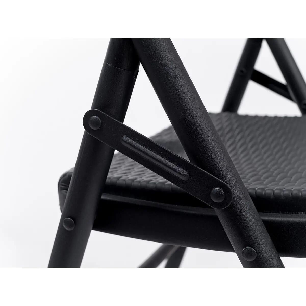 Masi Folding Chair Set of 2 – Weatherproof Black Rattan - 45 cm Seat Height 10/13