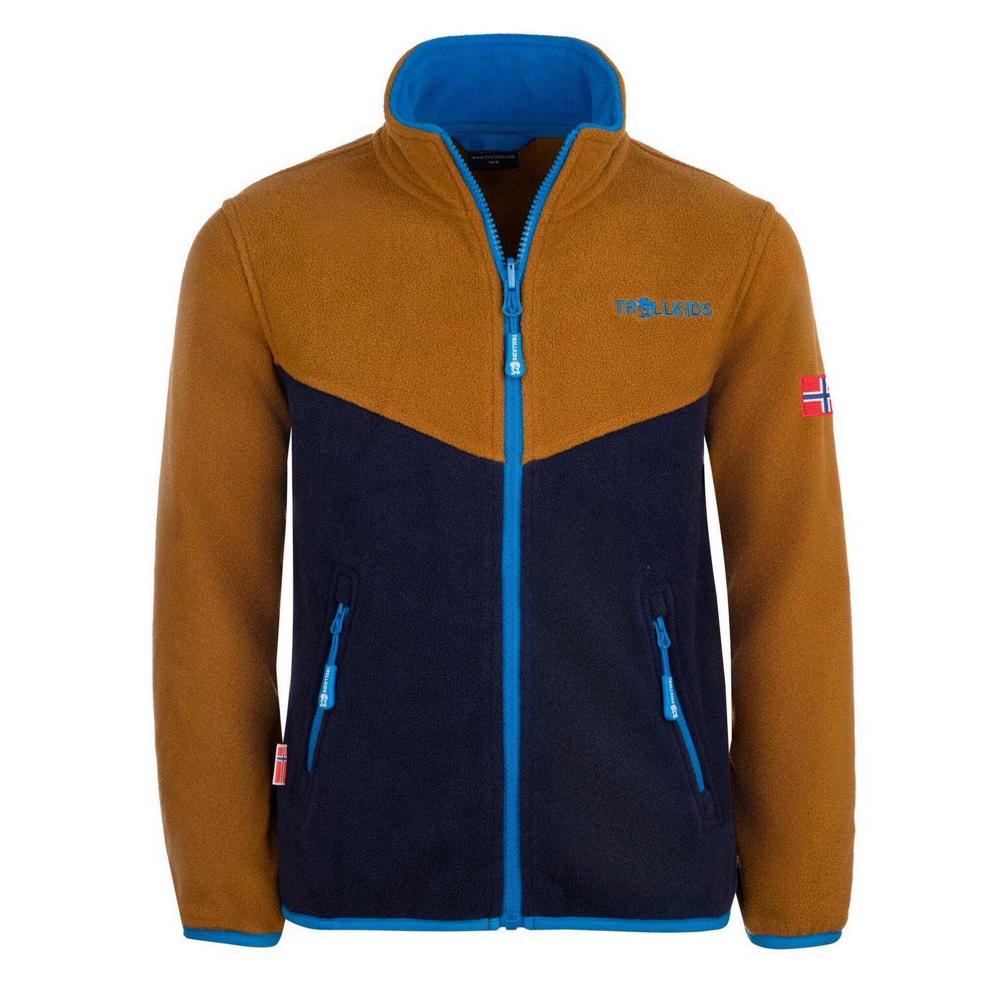TROLLKIDS Kids Fleece Jacket Oppdal XT Ademend Isolerend Brons/marineblauw