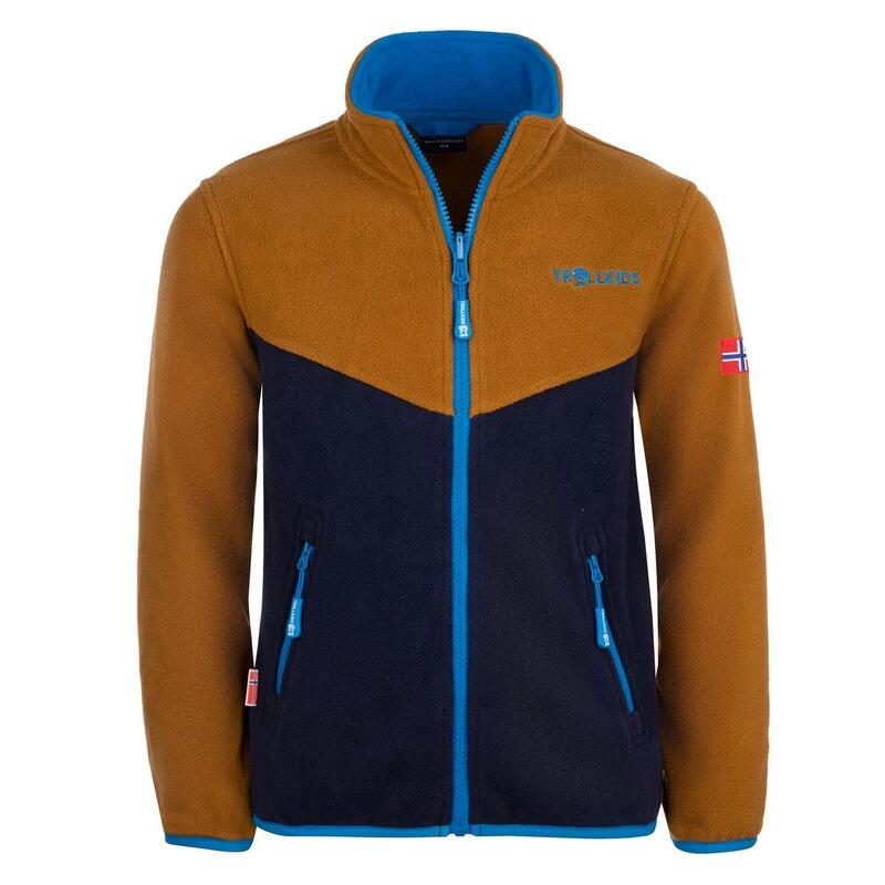 Kinder Fleece Jacke Oppdal XT Bronze/Marineblau