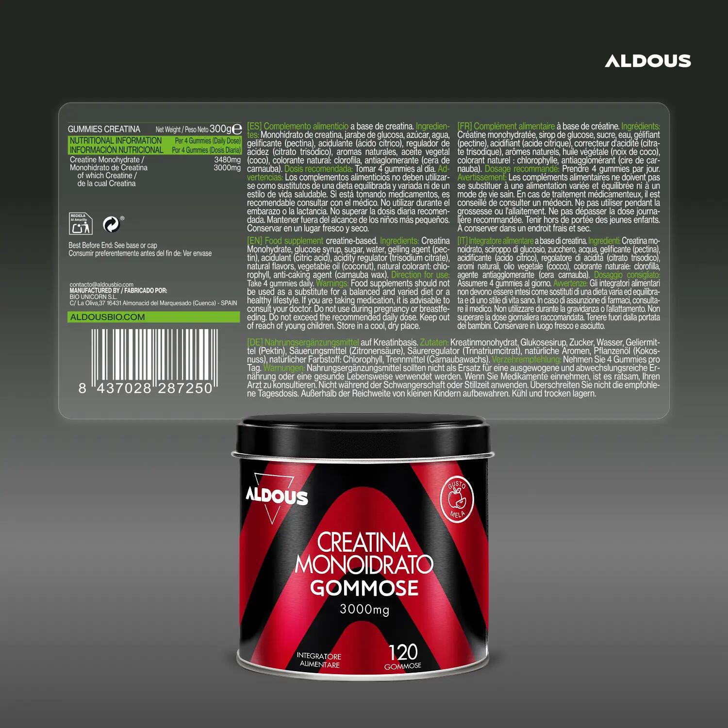 Creatina Monohidrato - 120 Gummies Sabor Manzana 6/6