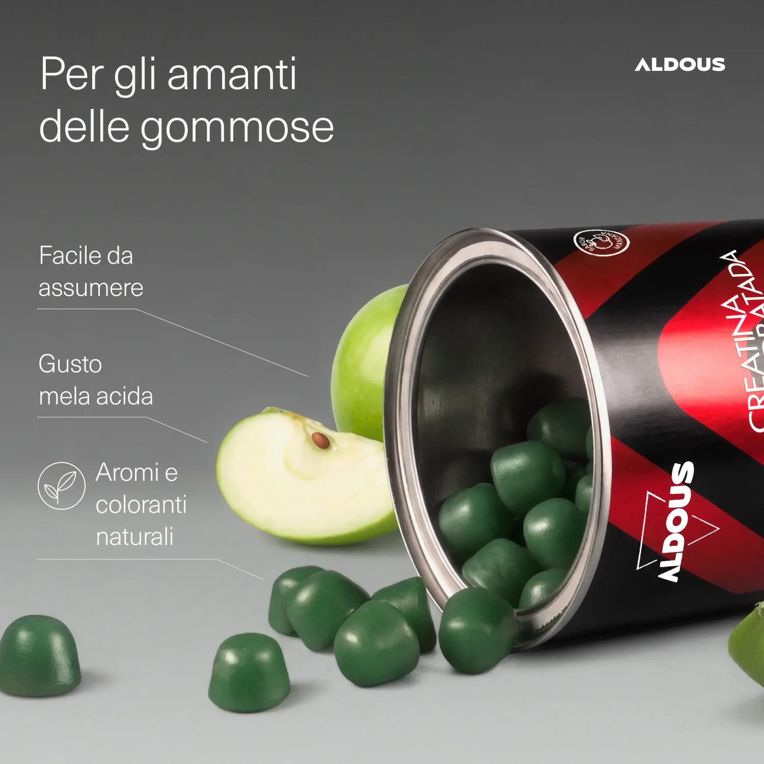 Creatina Monohidrato - 120 Gummies Sabor Manzana 4/6