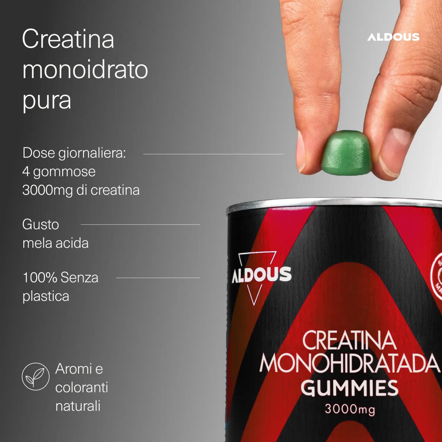 Creatina Monohidrato - 120 Gummies Sabor Manzana 2/6