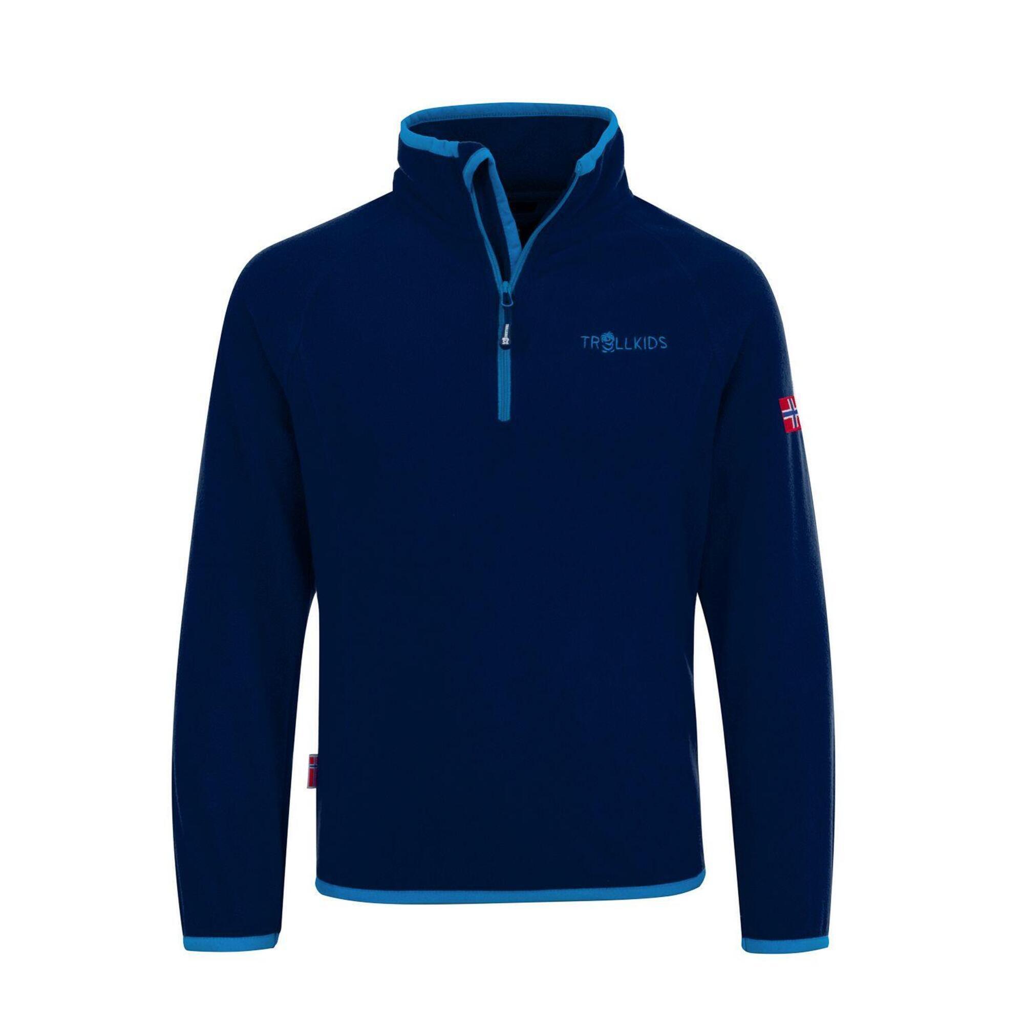 TROLLKIDS Kinder Fleece-Pullover Nordland Marineblau / Hellblau