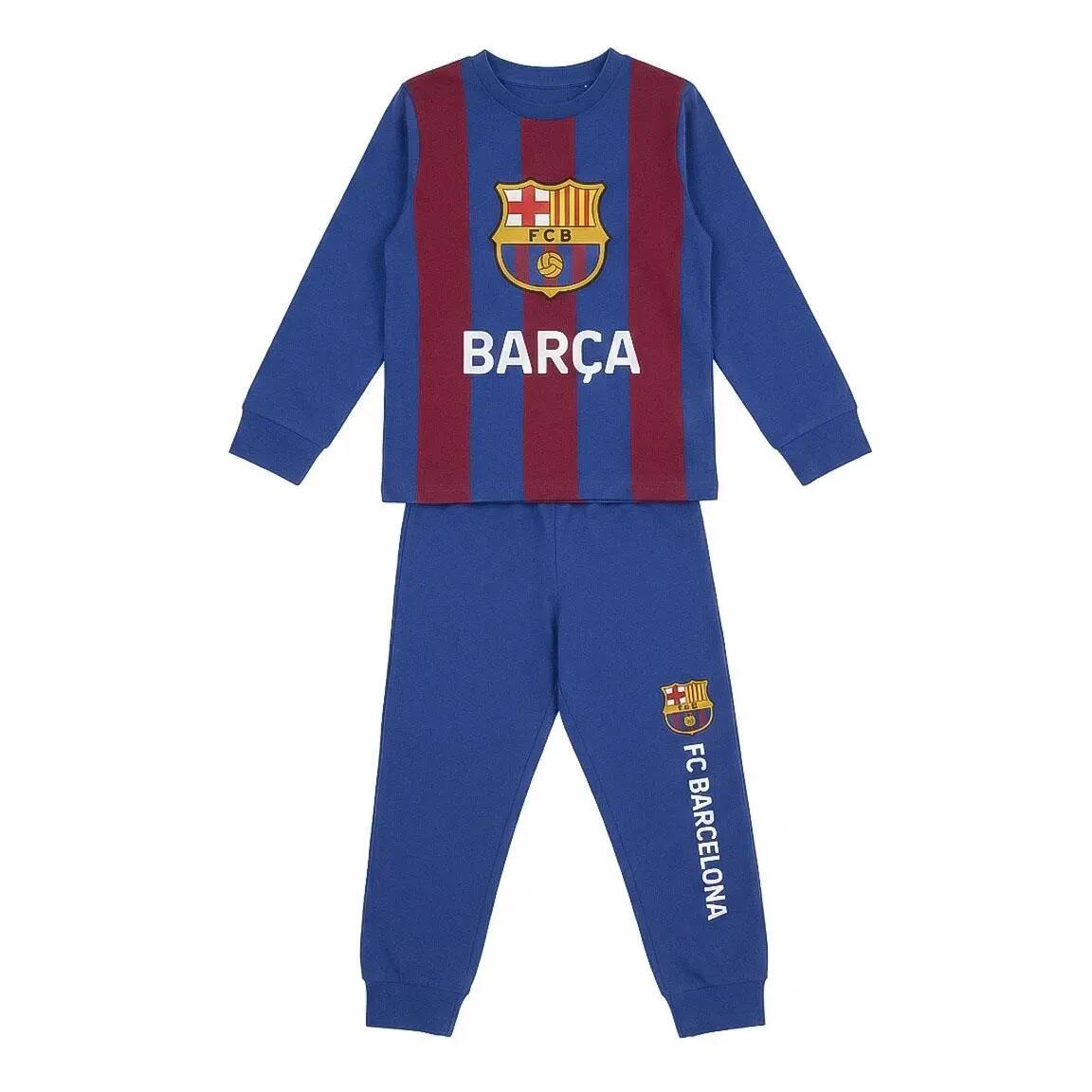 Pyjama Lang Kinder FC Barcelona Tweedelig van Katoen en Polyester Blauw 1/6