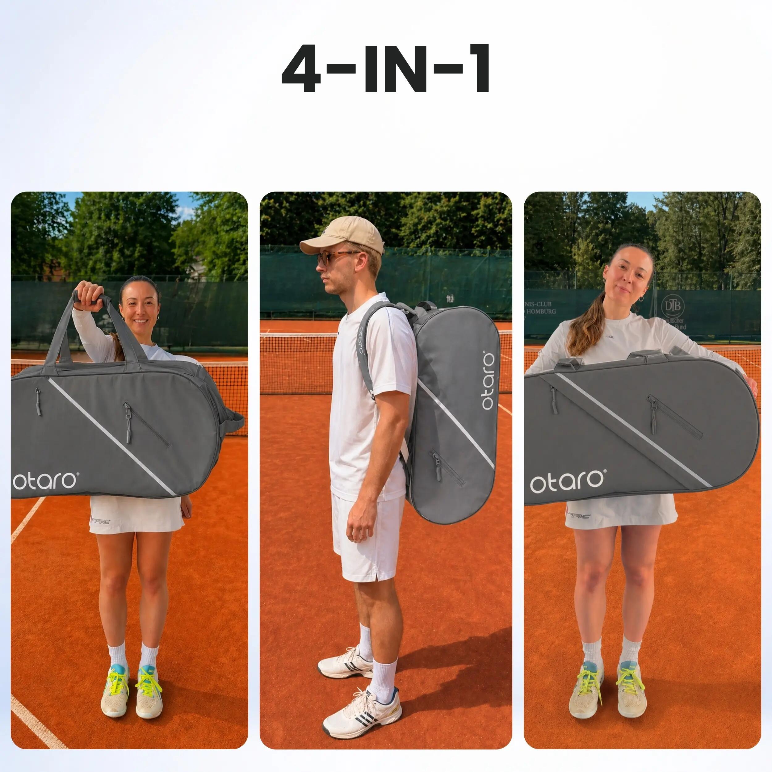 Borsa da tennis con vano scarpe uomo e donna per 6-10 racchette | 100L GRIGIO 5/8