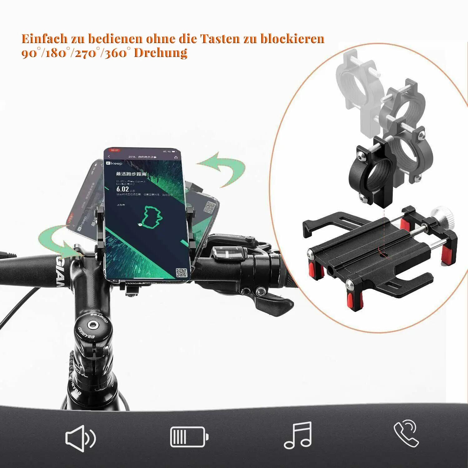2er-Set Fahrrad Handyhalterung 360° aus Aluminium für Fahrrad und Motorrad 6/7