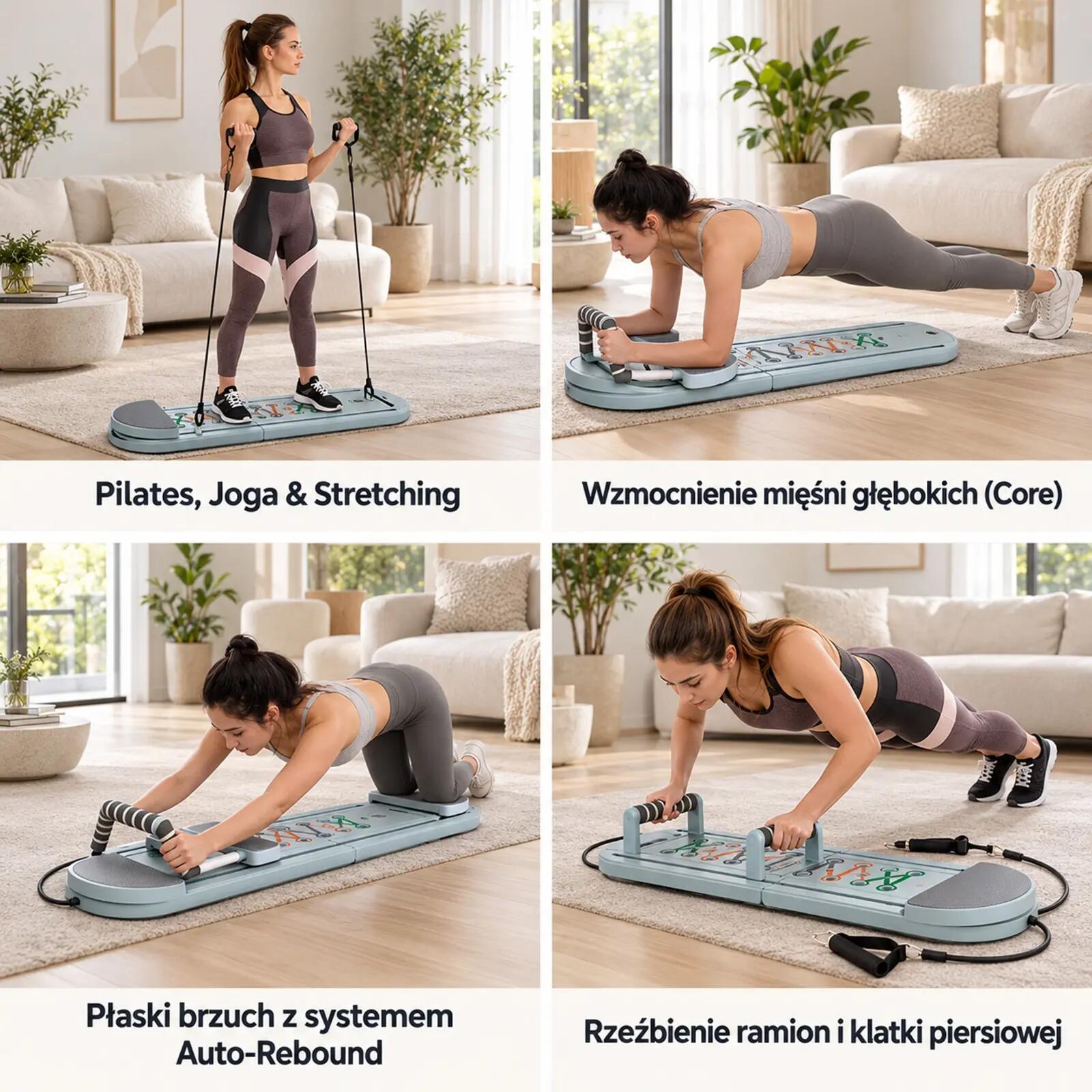 REFORMER DO PILATESU DESKA DO ĆWICZEŃ SKŁADANY WIELOFUNKCYJNY ZESTAW 9w1 13/15