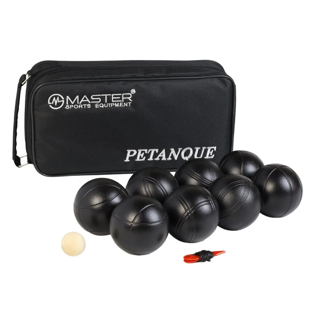 Pétanque sada MASTER 8 čiernych gulí obal nylon