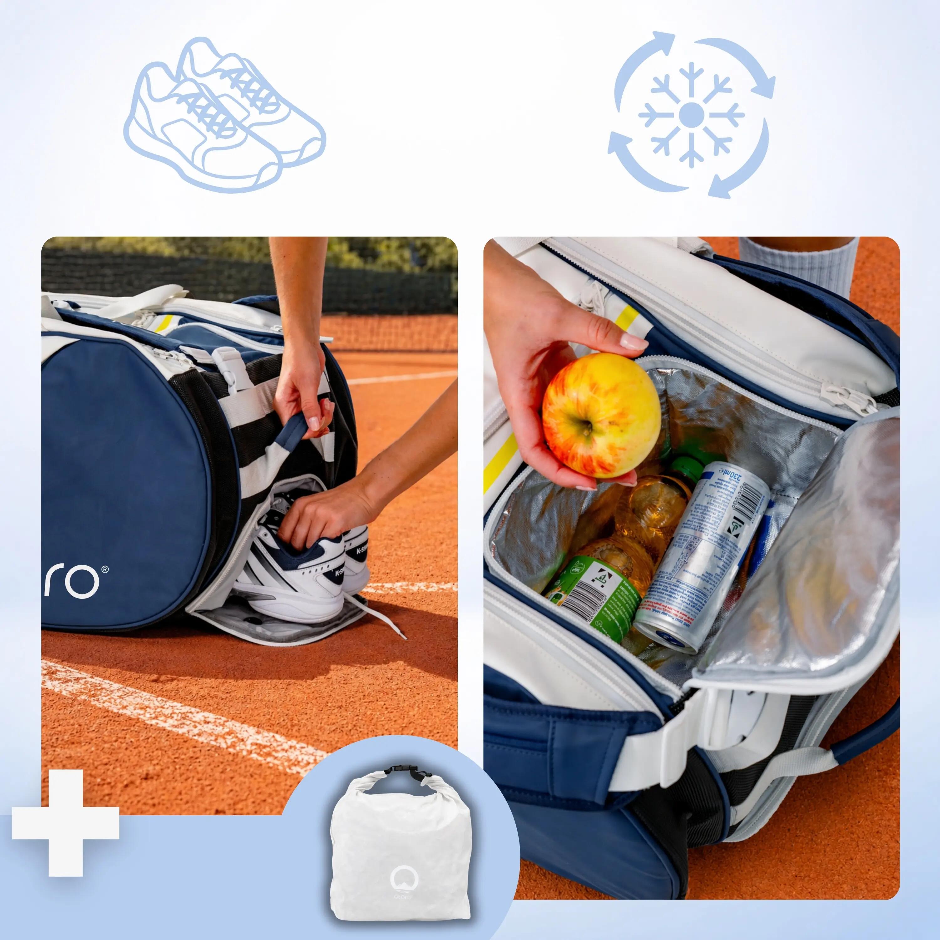 Borsa da tennis con vano scarpe uomo e donna per 6-10 racchette | 100L BLU NAVY 3/8
