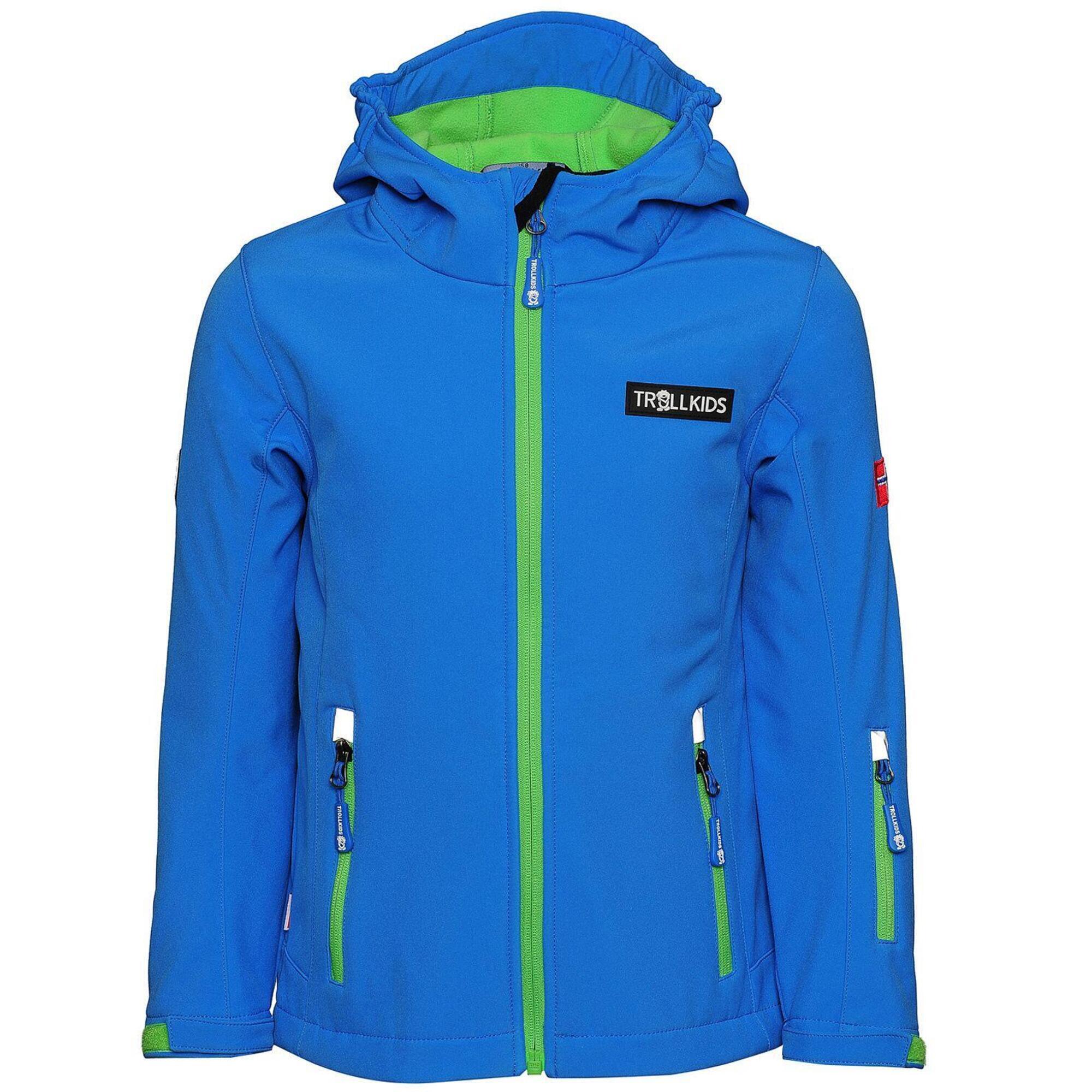 Oslofjord Softshell jacket for children Waterproof and windproof Medium blue/green