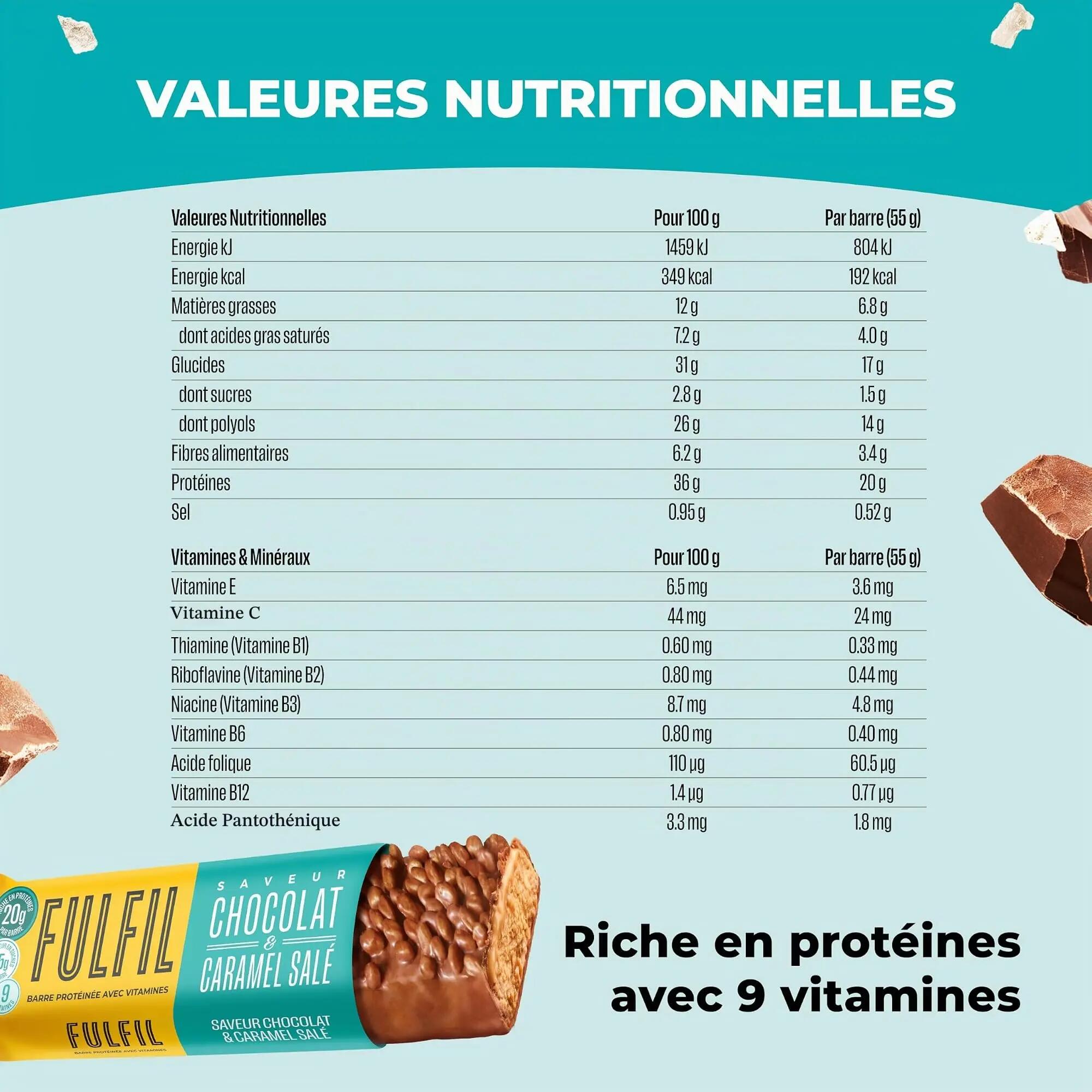 Barres protéinées musculation chocolat-caramel salé 12 x 55 g 2/2