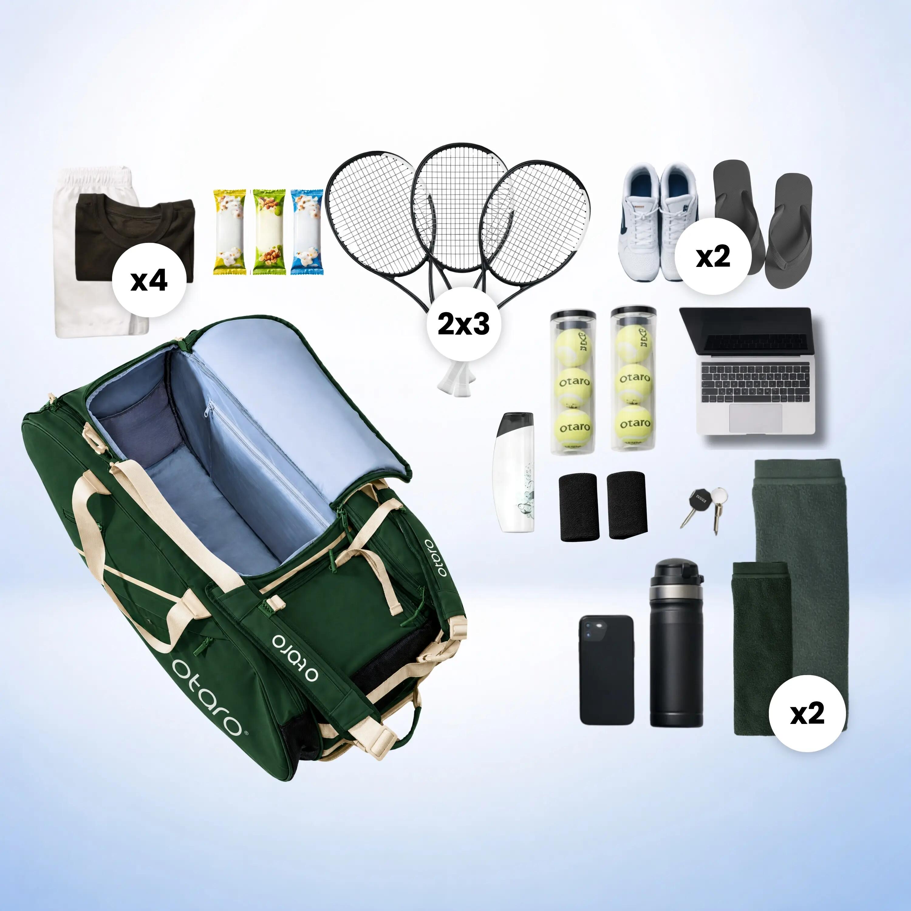 Sac de tennis mixte 6-10 raquettes, compartiment chaussures | 100L Vert 2/8
