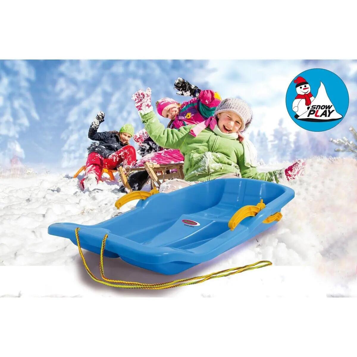 Luge - sports d’hiver - avec freins et corde de traction - Bob Karol - bleue 7/7