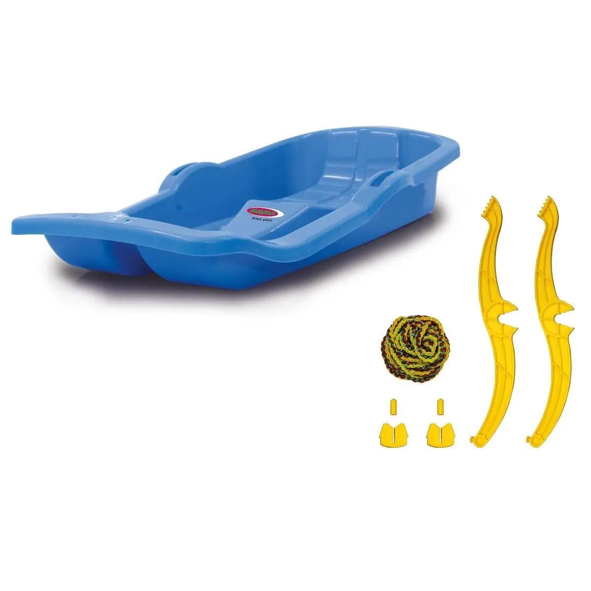 Luge - sports d’hiver - avec freins et corde de traction - Bob Karol - bleue 2/7