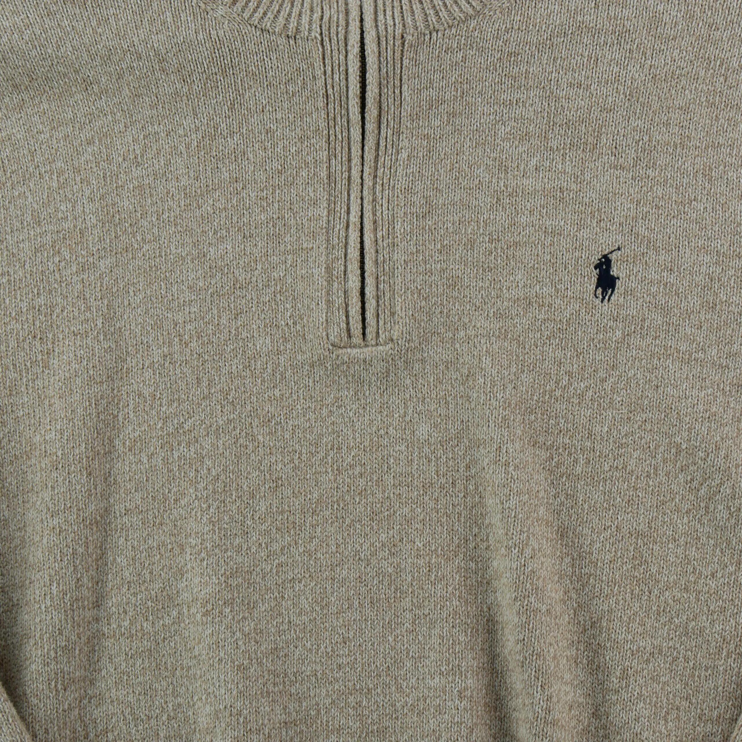 Tweedehands - Heren trui met kwartsluiting beige - Als nieuw 4/6