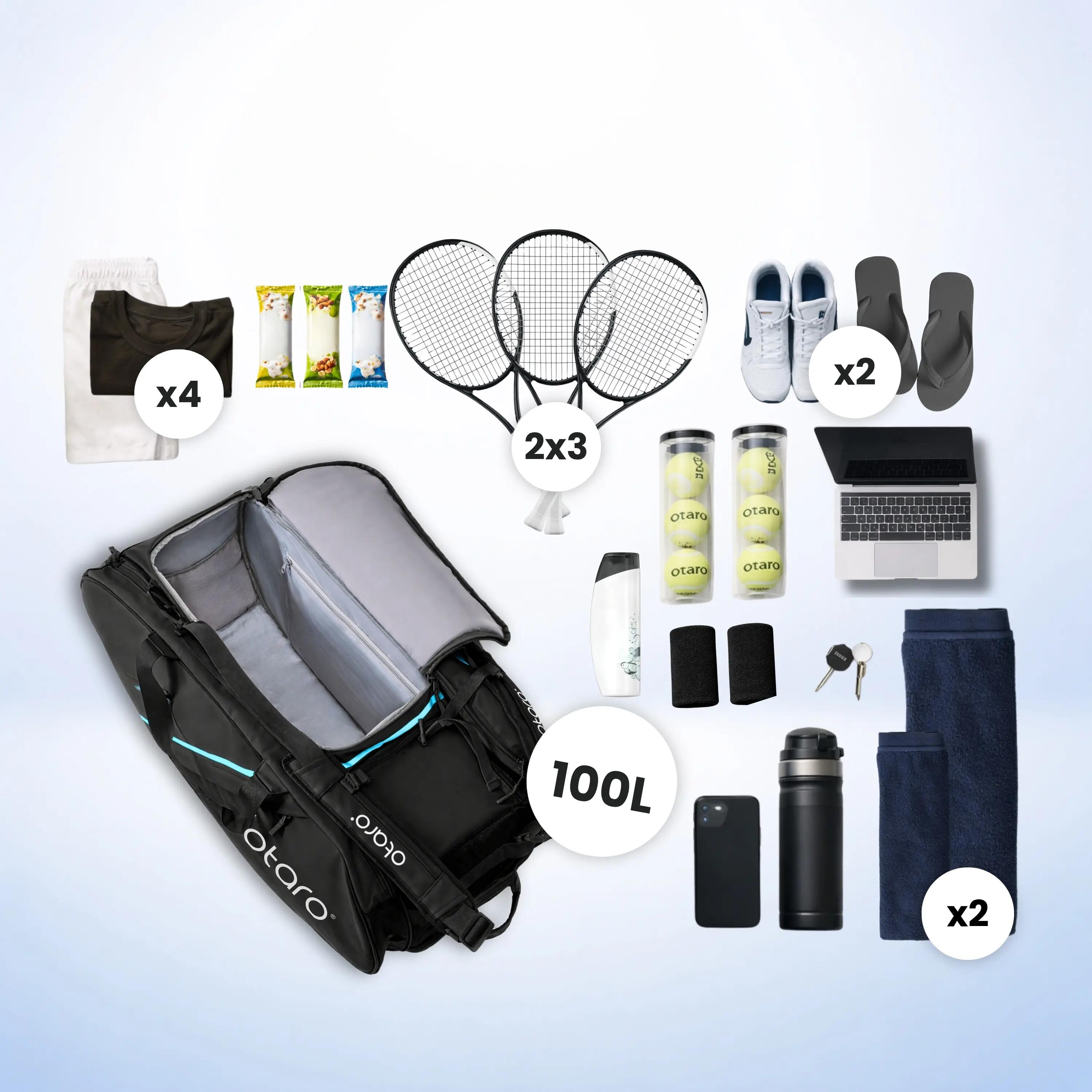 Borsa da tennis con scomparto per racchette per 6-10 racchette | 100L BLU 2/8