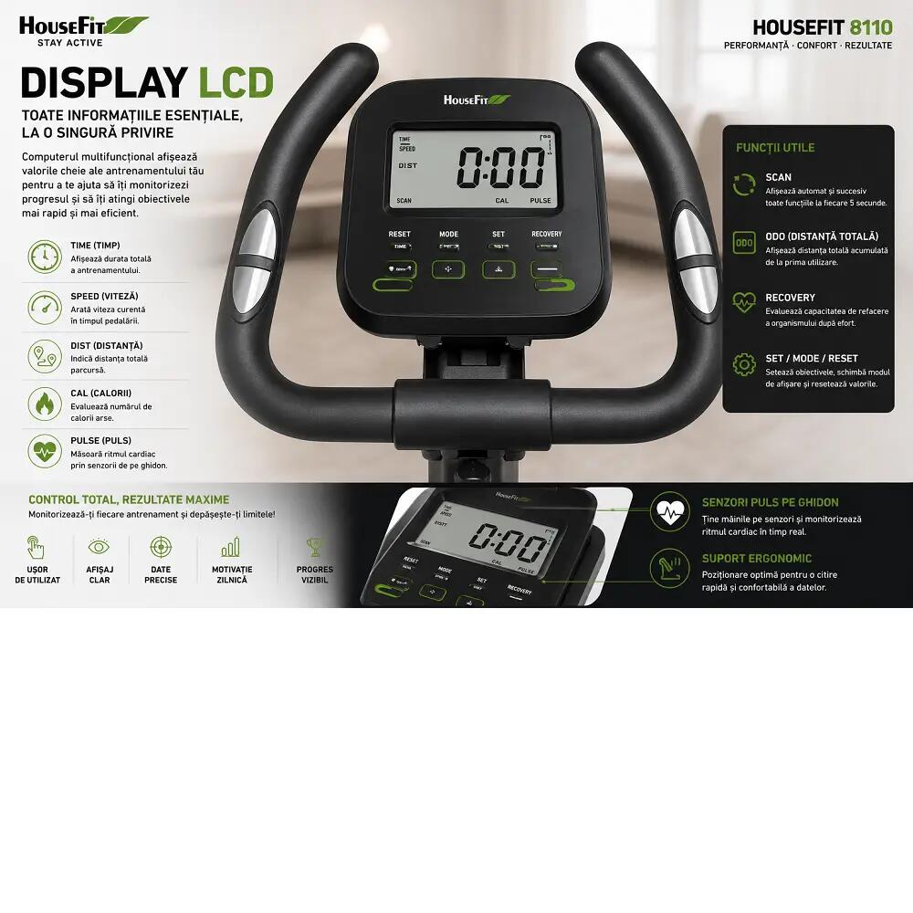 Bicicleta electromagnetica (ergometru) HB-8110-HPM, 16 nivele dificultare 5/13
