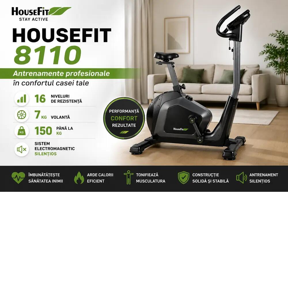 Bicicleta electromagnetica (ergometru) HB-8110-HPM, 16 nivele dificultare 2/13