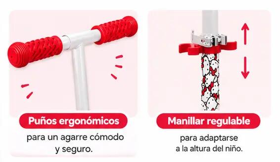 Patinete de 2 ruedas Hello Kitty, manillar regulable en 3 posiciones 2/2