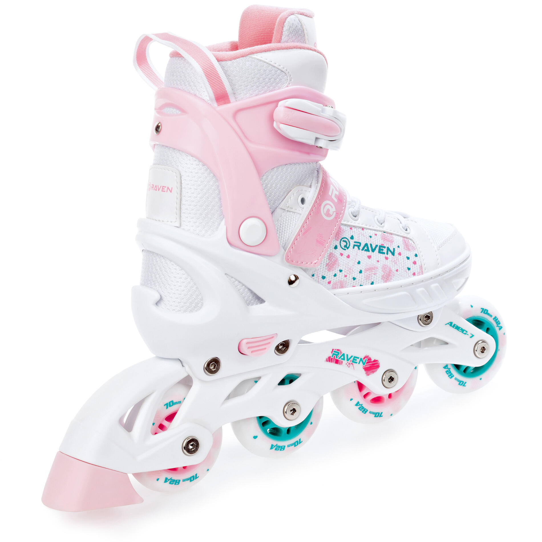Raven Rosi 3-in-1 Pattini a rotelle regolabili Bianco/Rosa 3/5