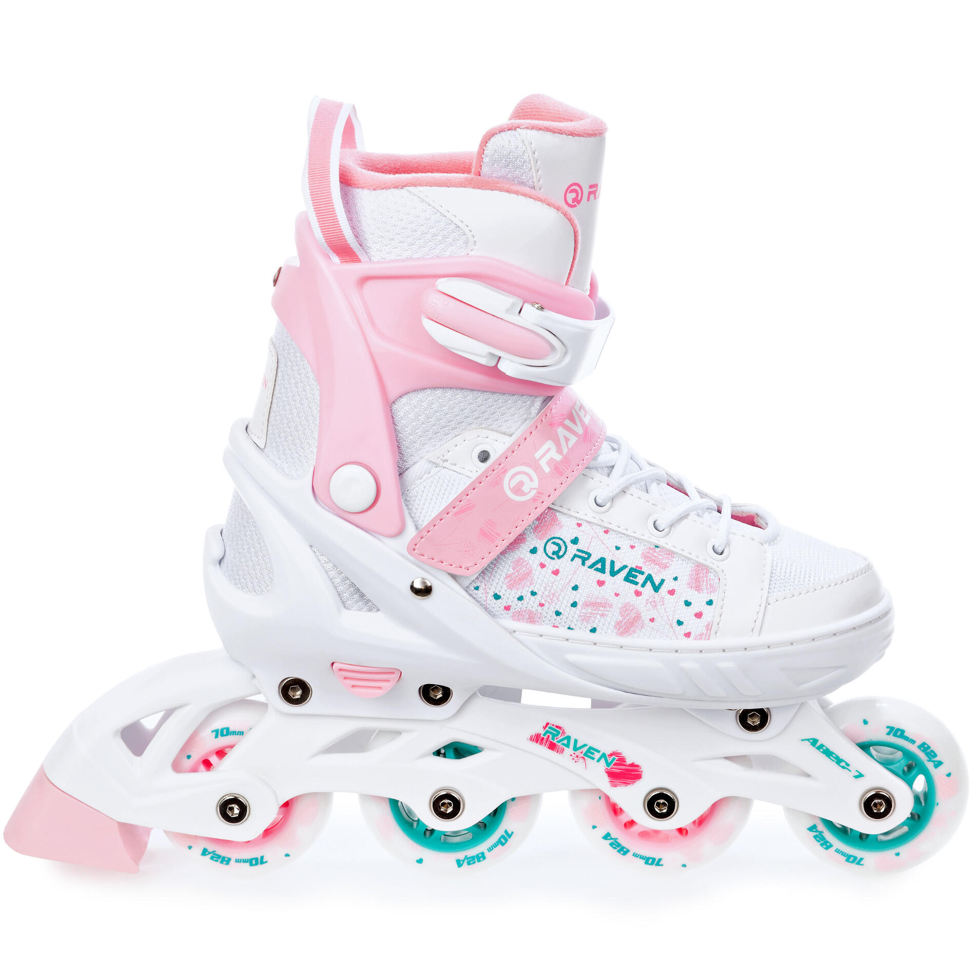 Raven Rosi 3-in-1 Pattini a rotelle regolabili Bianco/Rosa 2/5