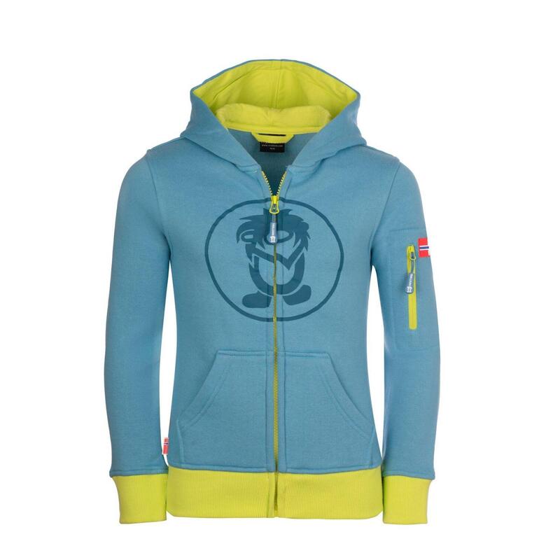 Kinder Hoodie Pullover Sortland Delphinblau/Lime