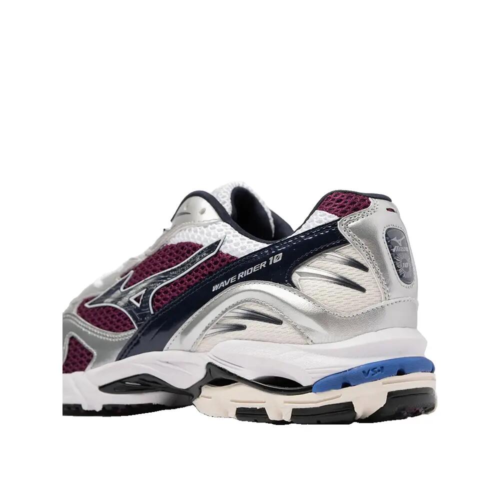 Zapatos Mizuno Wave Rider 10 Blancos/Azul/Borgoña 8/8
