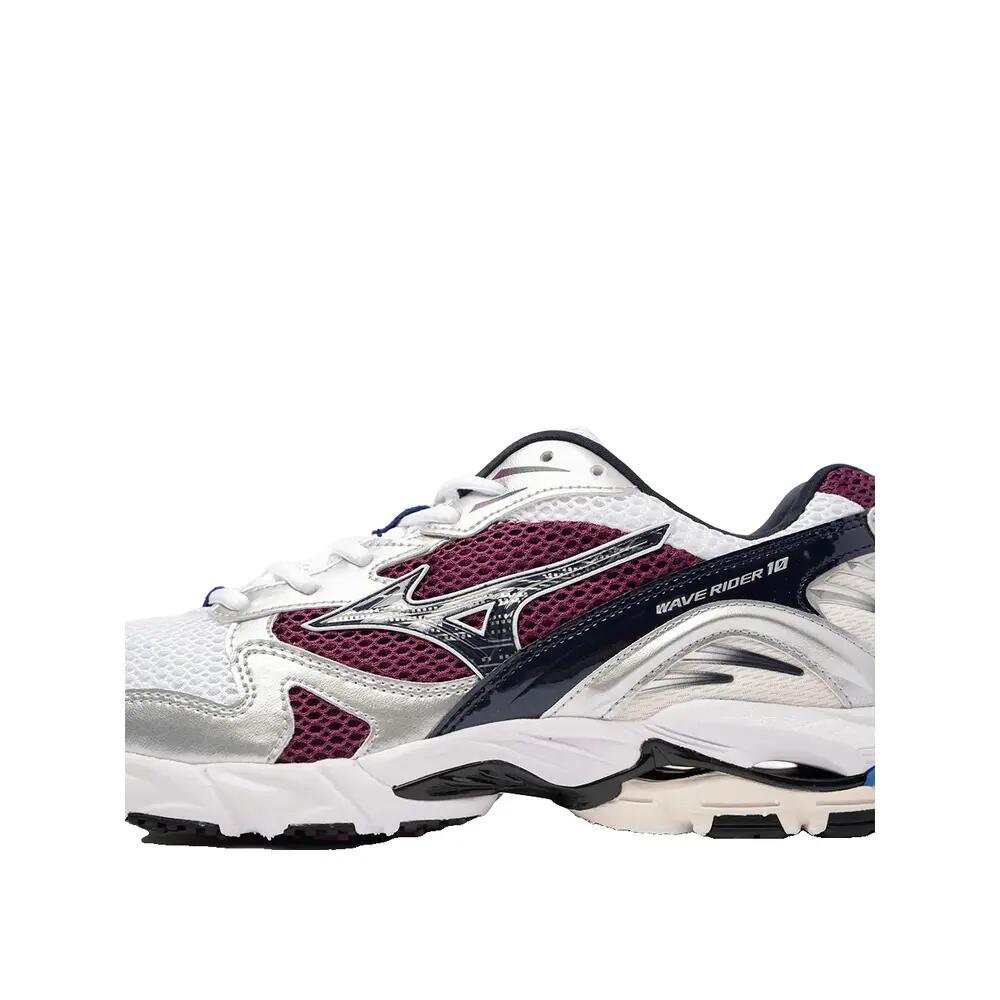 Zapatos Mizuno Wave Rider 10 Blancos/Azul/Borgoña 7/8