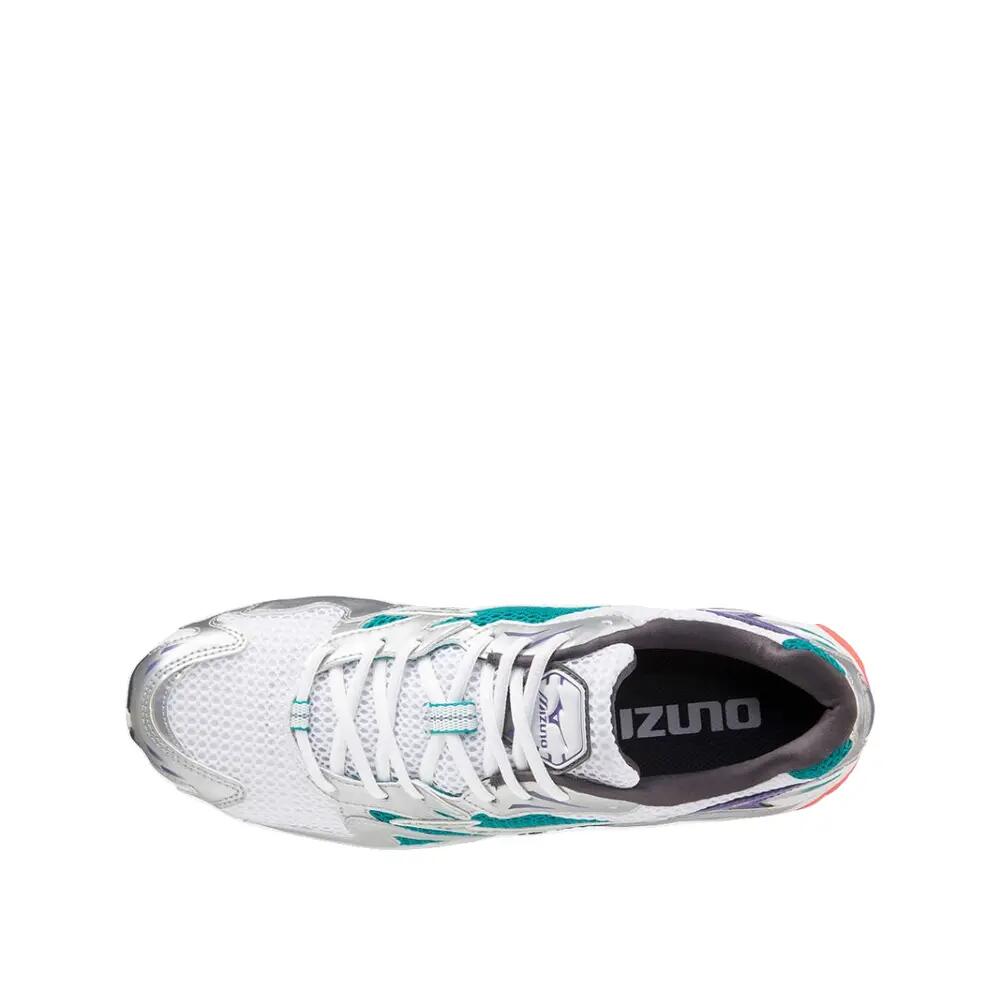 Sapatos Mizuno Wave Rider 10 Branco/prata/turquesa 3/4
