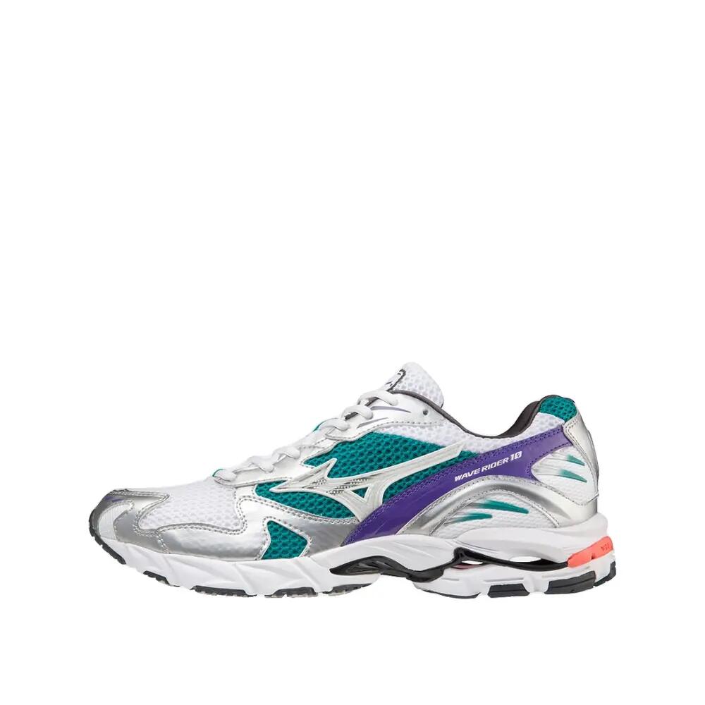Sapatos Mizuno Wave Rider 10 Branco/prata/turquesa 2/4