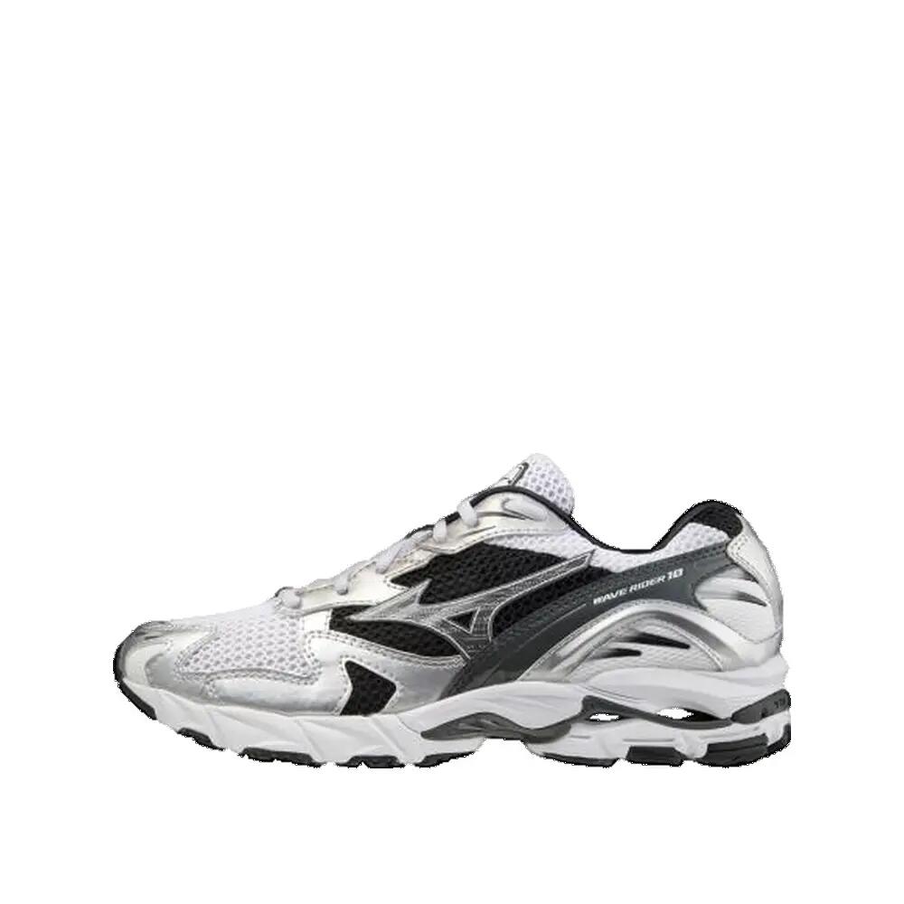 Mizuno Wave Rider 10 Schoenen Wit/Zilver/Zwart 2/3