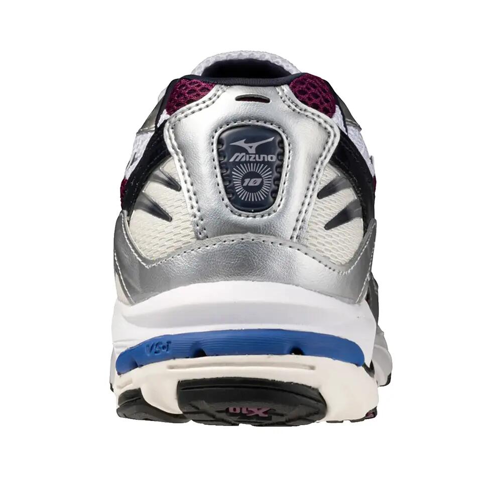 Zapatos Mizuno Wave Rider 10 Blancos/Azul/Borgoña 3/8