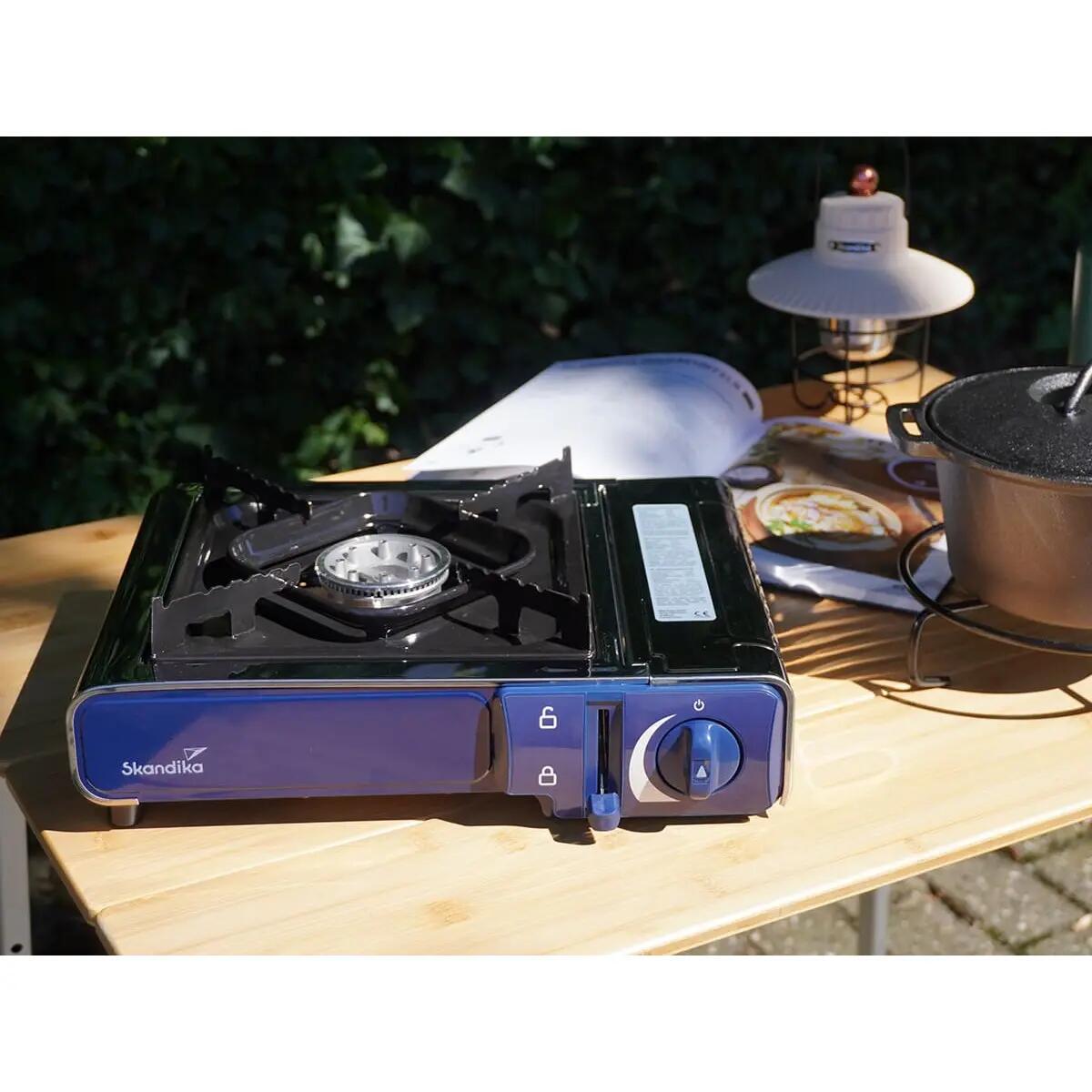 Hornillo de gas Brann - 1 llama - robusta cocina camping para cartuchos de gas 4/15