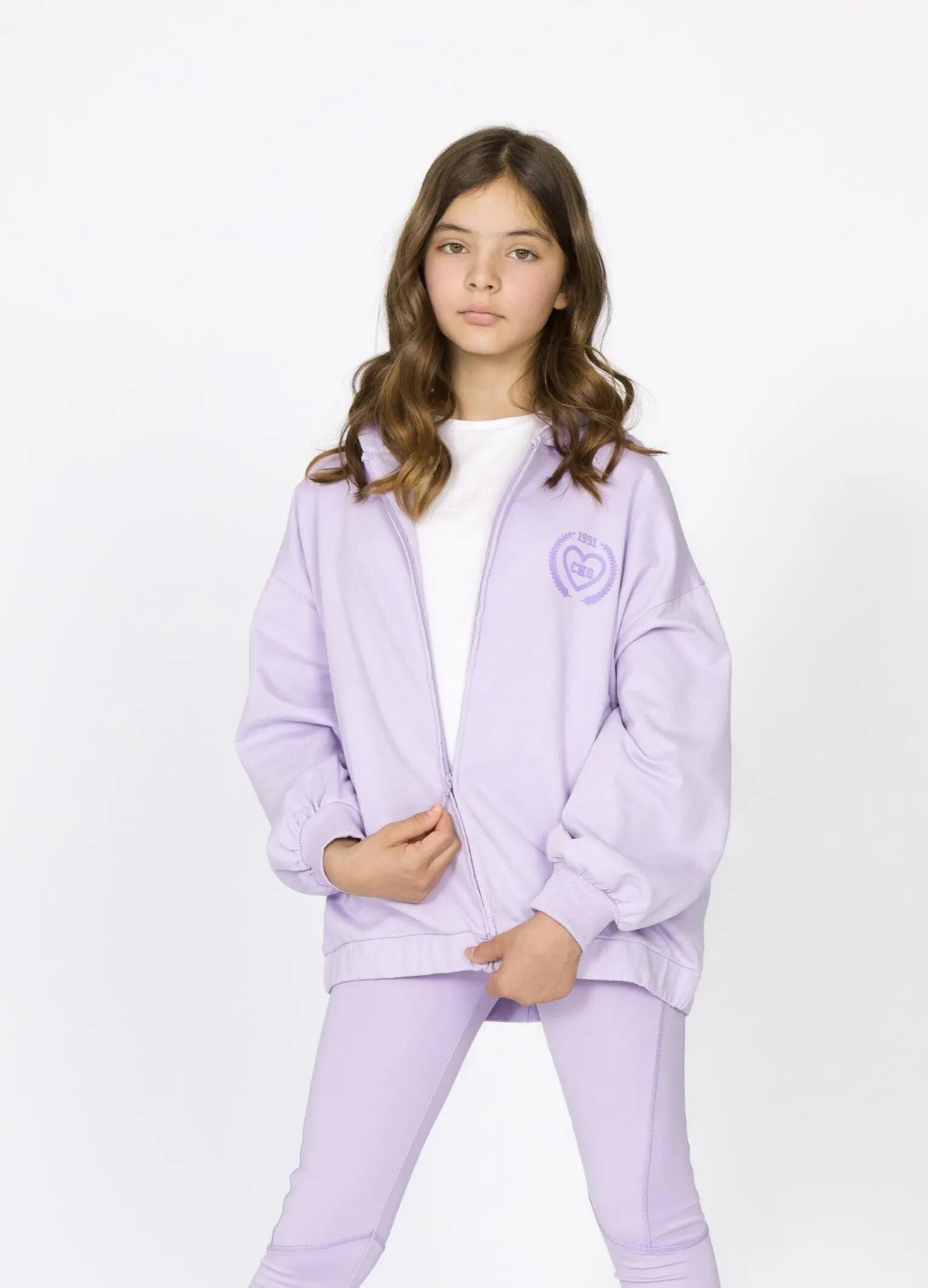 Chaqueta de chándal niña morado con capucha 4/5
