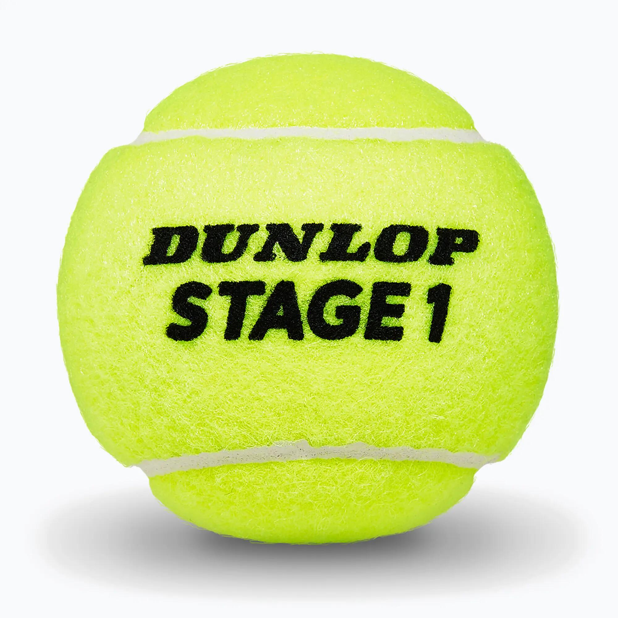 Bola Ténis Dunlop Stage 1 (Verde,Tubo 3un) 3/4