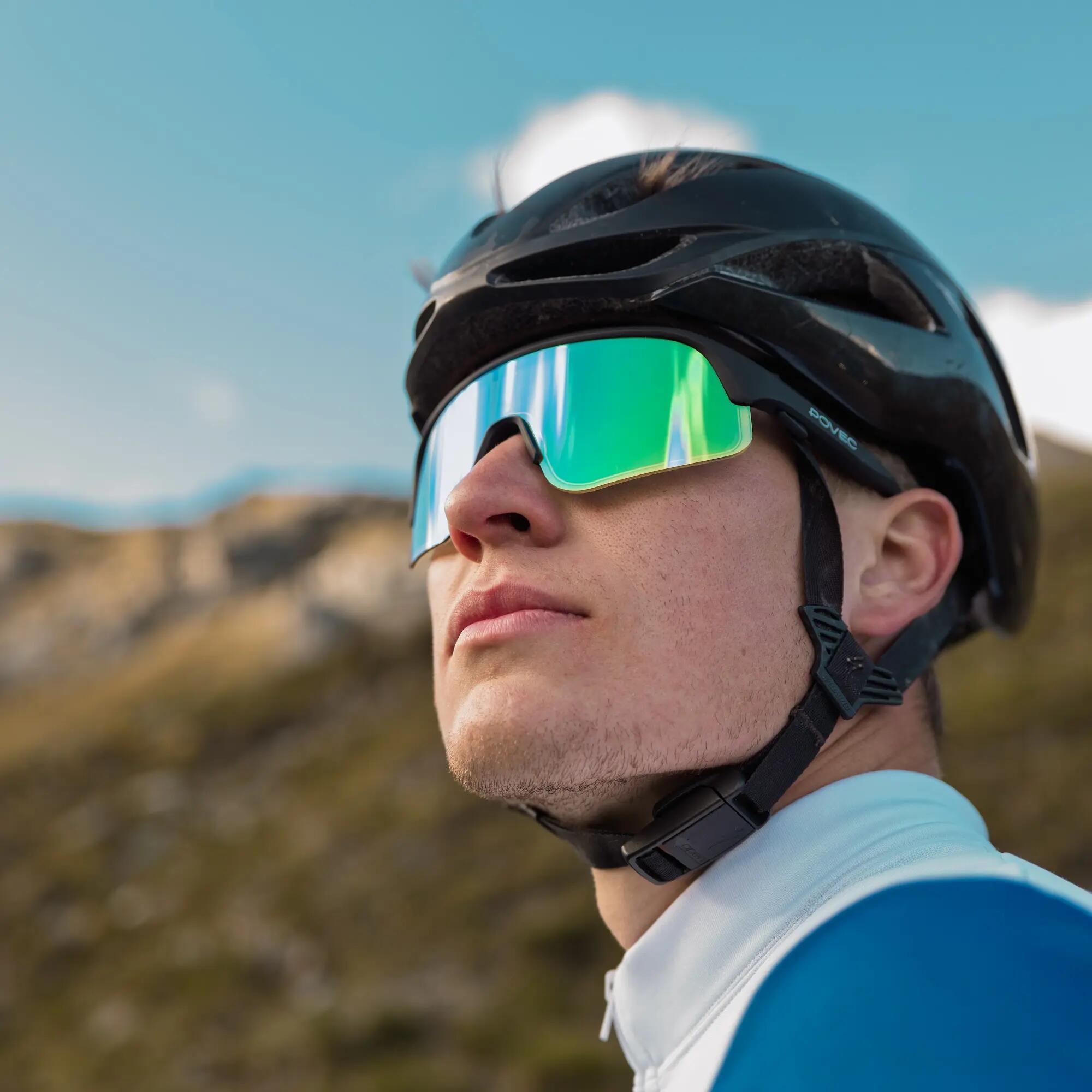 Elektrochrome Sportzonnebril C1 Mat Zwart - Groen Revo 7/14
