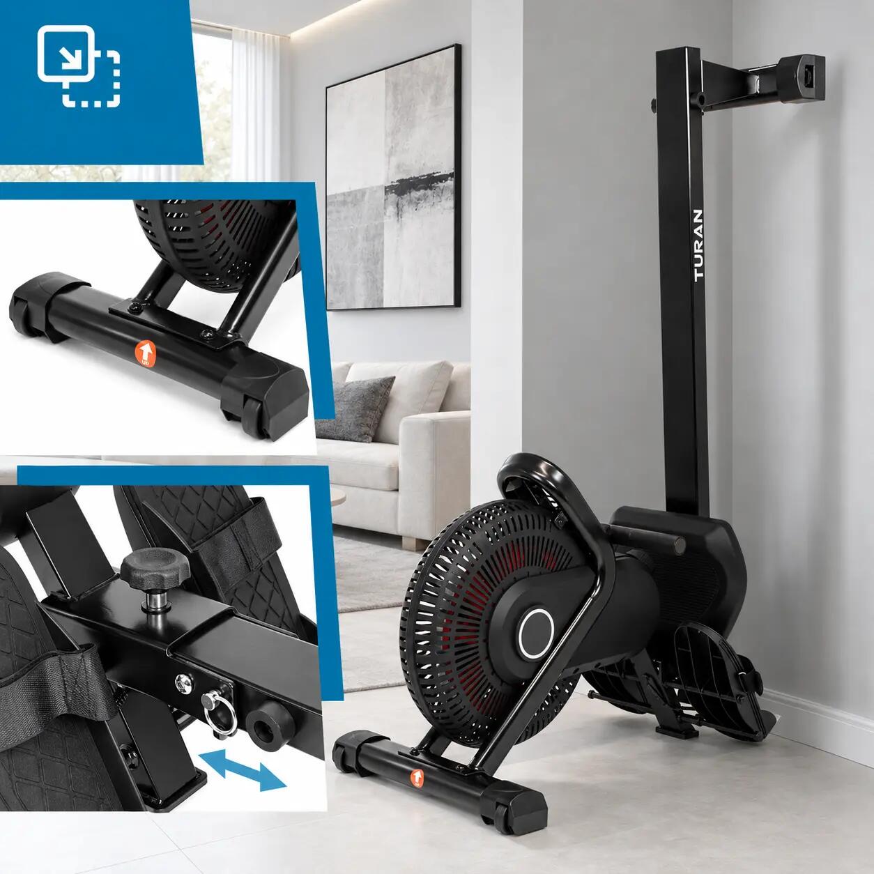 Wioślarz powietrzno-magnetyczny Sapphire SG-120 Turan do 150kg składany 5/12